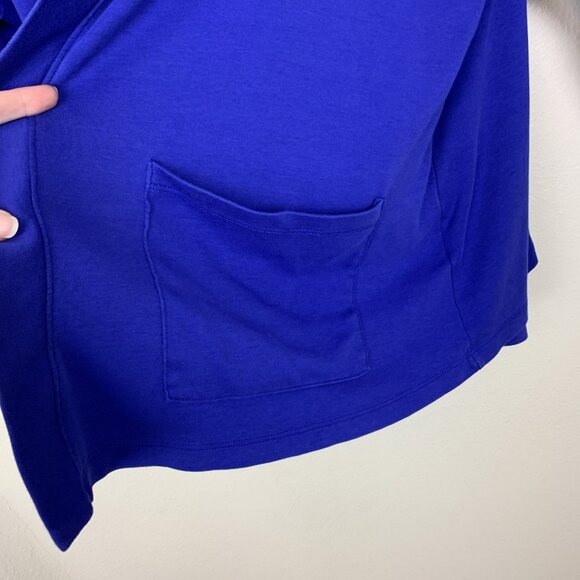 Isaac Mizrahi Live Womens 2X Open Front Cardigan Built In Cami Tank Cotton Blue - Picture 4 of 11